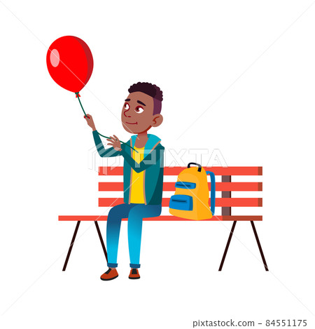 school kid boy with air balloon vector school kid boy with air balloon vector 84551175