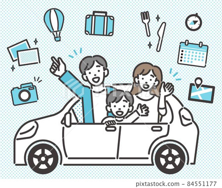 矢量插畫素材/汽車/旅行/生活方式與家人一起享受駕駛 矢量插畫素材/汽車/旅行/生活方式與家人一起享受駕駛 84551177