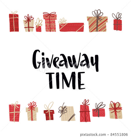 Holiday giveaway. Modern style lettering and hand drawn winter celebration elements. Holiday giveaway. Modern style lettering and hand drawn winter celebration elements. 84551806