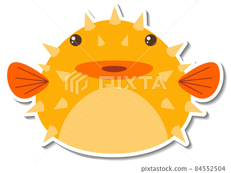 Puffer fish animal cartoon sticker 84552504