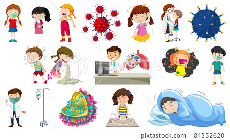 Set of sick people with different syptoms Set of sick people with different syptoms 84552620