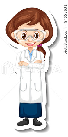 Scientist girl cartoon character sticker Scientist girl cartoon character sticker 84552631