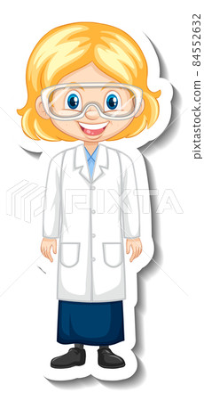 Scientist girl cartoon character sticker Scientist girl cartoon character sticker 84552632