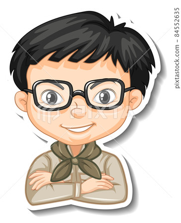 Boy in safari costume cartoon character sticker Boy in safari costume cartoon character sticker 84552635