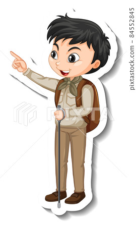 Boy in safari outfit cartoon character sticker Boy in safari outfit cartoon character sticker 84552845