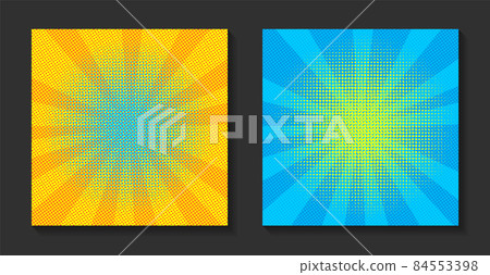 Pop art comic sunburst background. Retro rays, bright sunbeams with dots. Pop art comic sunburst background. Retro rays, bright sunbeams with dots. 84553398