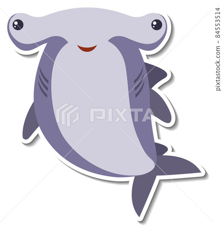 Chubby Hammerhead shark sea animal cartoon sticker 84553514