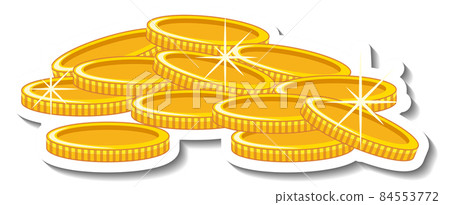 Gold coins on white background 84553772