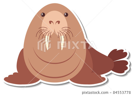 Chubby walrus animal cartoon sticker 84553778