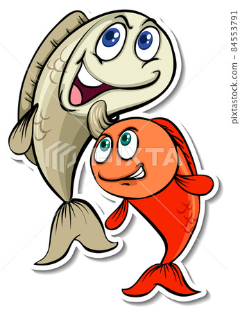 Two fishes animal cartoon sticker Two fishes animal cartoon sticker 84553791
