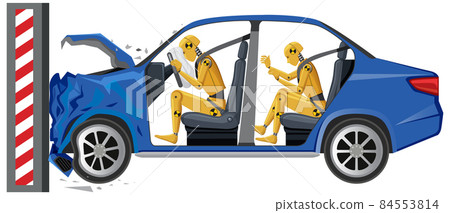Crash test dummy with broken car Crash test dummy with broken car 84553814