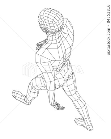 Wireframe walking man. 3d illustration 84553816