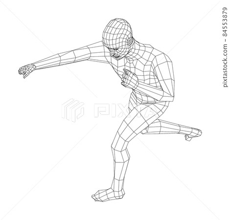 Wireframe boxing man. 3d illustration Wireframe boxing man. 3d illustration 84553879