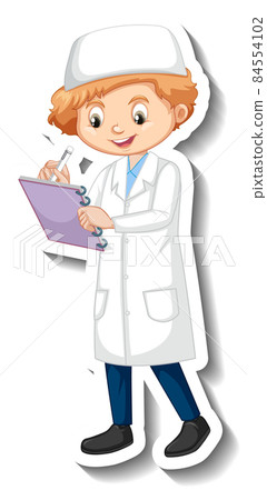 Scientist muslim boy cartoon character sticker Scientist muslim boy cartoon character sticker 84554102