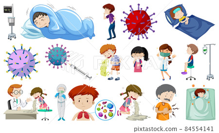Set of sick people with different syptoms 84554141