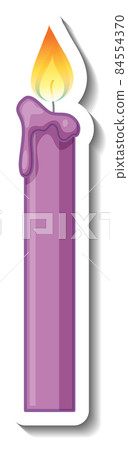 Purple candle with light cartoon sticker 84554370