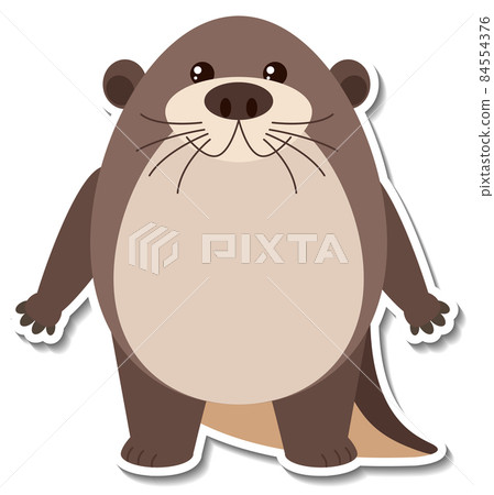 Chubby otter animal cartoon sticker 84554376