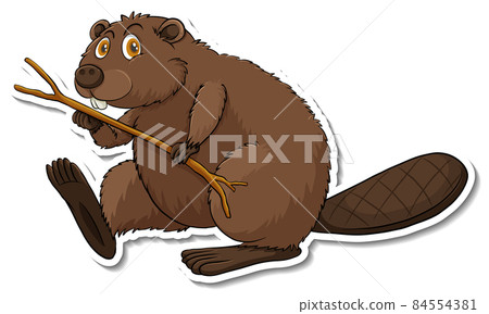 Beaver animal cartoon sticker Beaver animal cartoon sticker 84554381
