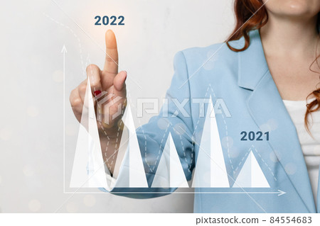 Cryptocurrency. Plans to increase business growth and an increase in the indicators of positive growth in 2022. Financial, business growth concept. 84554683