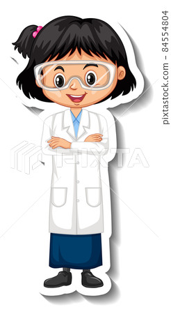 Scientist girl cartoon character sticker Scientist girl cartoon character sticker 84554804