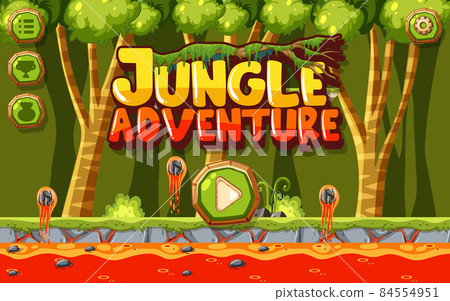 Jungle with lava ground platformer game template Jungle with lava ground platformer game template 84554951