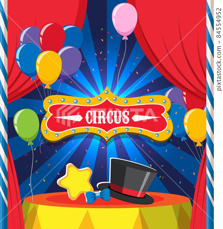 Circus banner design with red curtain Circus banner design with red curtain 84554952