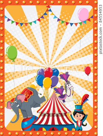 Circus poster background with cartoon character Circus poster background with cartoon character 84554953