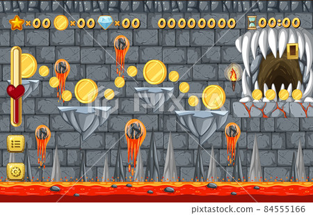 Lava Cave Platformer Game template Lava Cave Platformer Game template 84555166