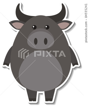 Chubby buffalo animal cartoon sticker 84555241
