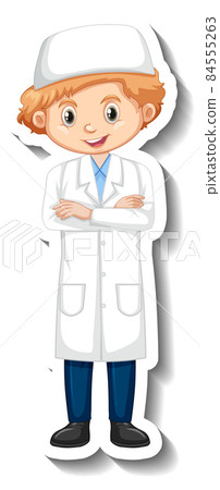Scientist muslim boy cartoon character sticker Scientist muslim boy cartoon character sticker 84555263