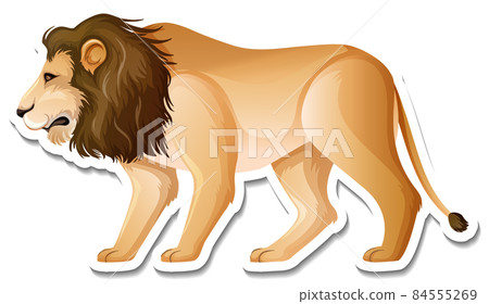 A sticker template of lion cartoon character A sticker template of lion cartoon character 84555269