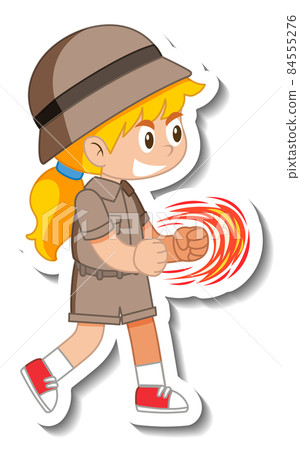 Little girl scout cartoon character sticker 84555276