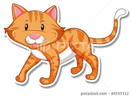 A sticker template of cat cartoon character 84555312