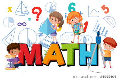 Math icon with kids and math tools Math icon with kids and math tools 84555404