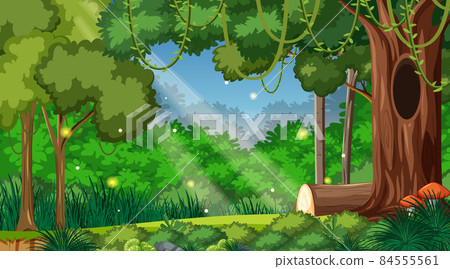 Enchanted forest landscape background - Stock Illustration [84555561 ...