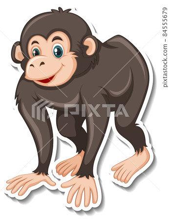 Funny monkey animal cartoon sticker 84555679