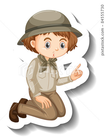 Girl wearing safari outfit cartoon character sticker 84555730