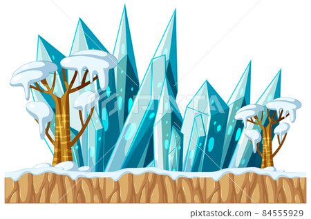 Blue crystal in cartoon style 84555929