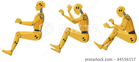 Set of different crash test dummy poses 84556157