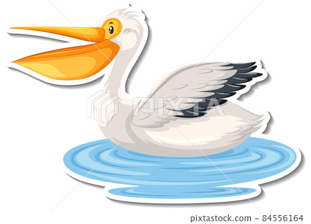Pelican bird cartoon sticker 84556164