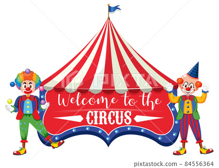 Welcome to the circus banner with clown performance Welcome to the circus banner with clown performance 84556364