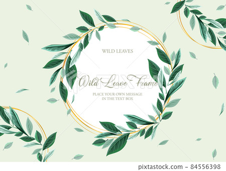Round border frame template with green foliage Round border frame template with green foliage 84556398
