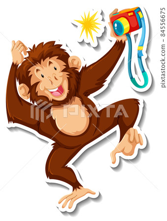 Funny monkey animal cartoon sticker 84556675