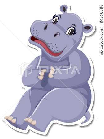 Cute hippopotamus cartoon character on white background 84556696