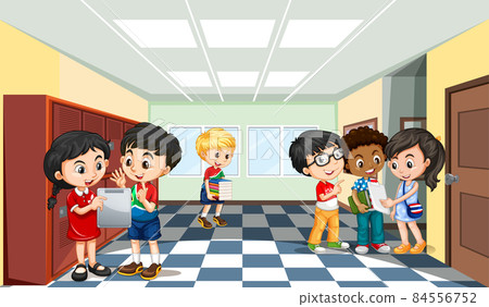 School scene with students cartoon character School scene with students cartoon character 84556752