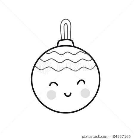 Christmas ball toy with cute face. Holiday decoration. Christmas ball toy with cute face. Holiday decoration. 84557165