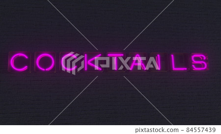 COCKTAILS signboard made with glowing neon letters in the dark. 3D rendering 84557439