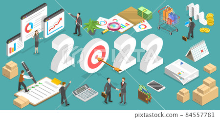 3D Isometric Flat Vector Conceptual Illustration of Procurement Planning in New Year. 3D Isometric Flat Vector Conceptual Illustration of Procurement Planning in New Year. 84557781
