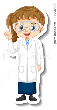 Scientist girl cartoon character sticker 84558384