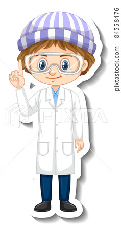 Scientist boy cartoon character sticker Scientist boy cartoon character sticker 84558476